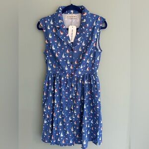 Nautical Print Dress - Blue